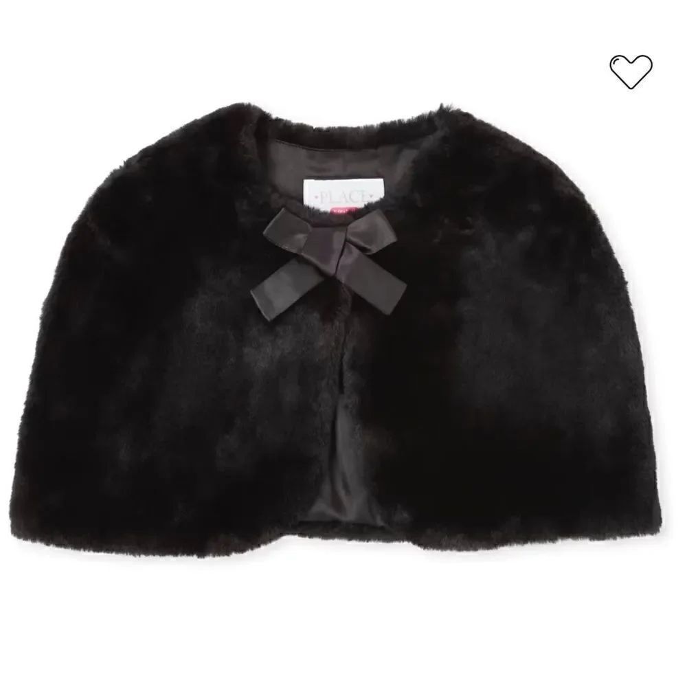 Children’s Place Faux Fur Black Cape(Size L 10/12)